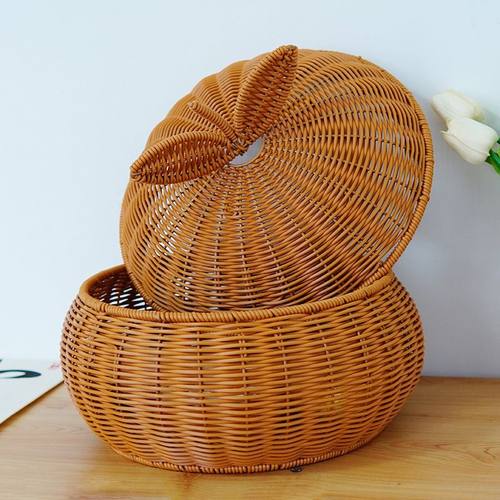 创意橘子带盖储物筐罐篮客厅篮鸡蛋馒头茶几收纳盒水果零食茶叶