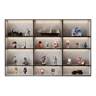 文苑手办液压展示柜实木玻璃门雕像模型玩具陈列柜乐高达痛柜定制