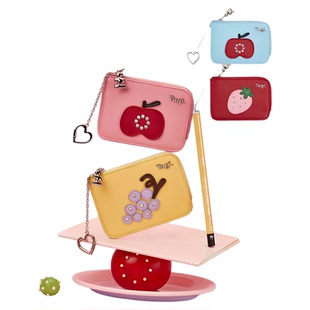 Tagi.水果皮质拼色金属镶钻卡扣卡包零钱包