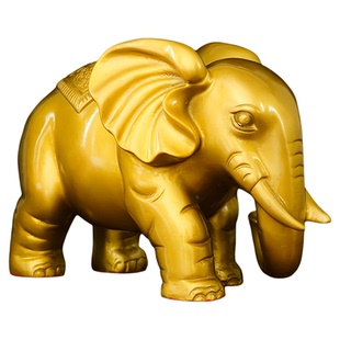铜象摆件一对纯黄铜吸水大象客厅酒柜乔迁办公室店铺装饰工艺礼品