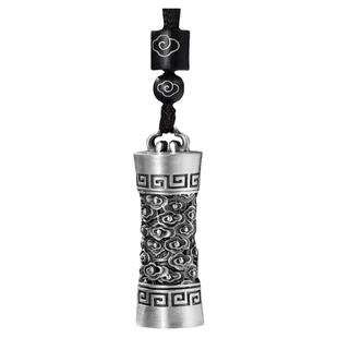 藏银祥云金钱楞严咒空心可打开装东西吊坠挂件护身符项链男士个性