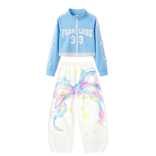 少儿爵士舞服装女童潮酷街舞套装秋冬长袖上衣裤子酷辣舞蹈服新款