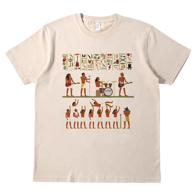 埃及摇滚图腾 趣味美式复古vintage短袖男女情侣T恤纯棉tee shirt
