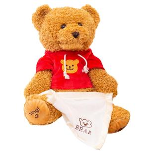 婴儿电动毛绒小熊会说话唱歌的躲猫猫玩具专注力训练宝宝练习抬头