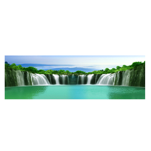 山水风景客厅沙发背景墙装饰画卧室床头挂画横版单幅流水生财壁画