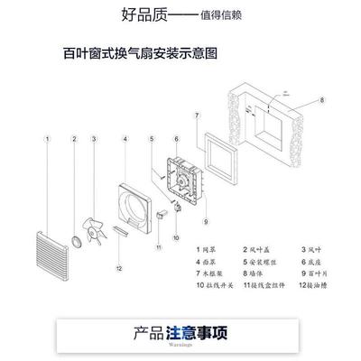 双向排气扇 6寸排风扇8寸换气扇卫生间10寸厨房12寸进气扇 劳芳
