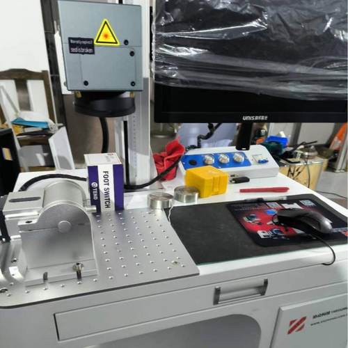 mopa光纤激光打标机五金不锈钢金属小型激光打标机带动态旋转