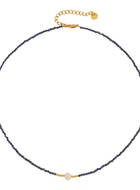 复古高级克莱因蓝极细青金石项链