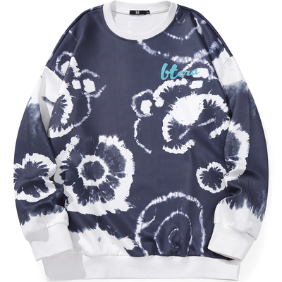 bt潮牌春秋季时尚宽松圆领满印涂鸦字母印花卫衣男女同款情侣款