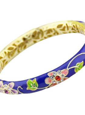 正宗北京景泰蓝珐琅手镯女子中细圆形镂空双层名族风工艺精品花雅