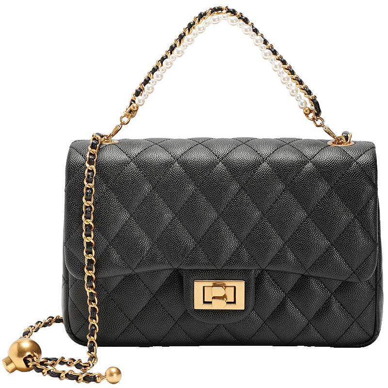 百丽包包女新款小香风送妈妈礼物手提红色小方包绗缝婚包X7196AX5