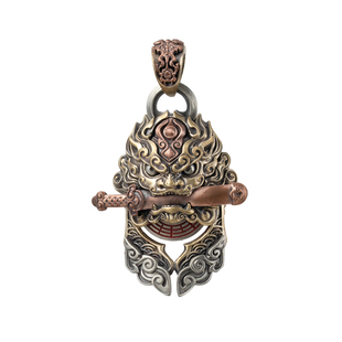 山鬼剑狮丨琢匠国风原创汽车钥匙扣挂件复古狮咬剑饰品吊坠男配饰