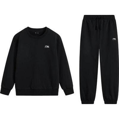 李宁童男女同款套头无帽卫衣套装