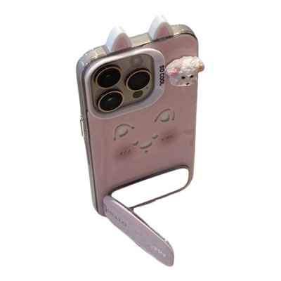 腮红小狗适用苹果17promax手机壳16pro华为mate70新款磨砂彩银OPPOReno14立体耳朵vivos20x200小米15可爱贴件