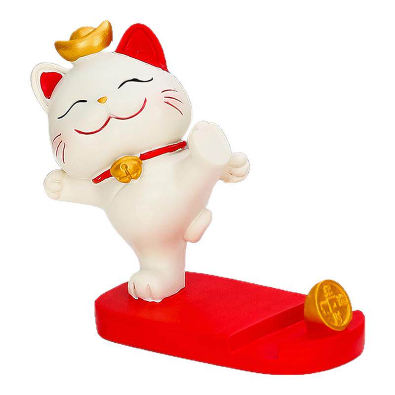 手机支架摆件可爱招财猫办公室桌面创意可爱萌宠赖人手机支架摆件