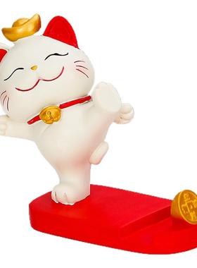 可爱招财猫手机桌面萌宠支架摆件