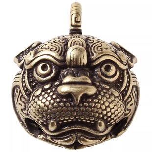 手工纯铜黄铜虎头貔貅铃铛汽车钥匙扣挂件复古金属礼品吊坠吉祥女