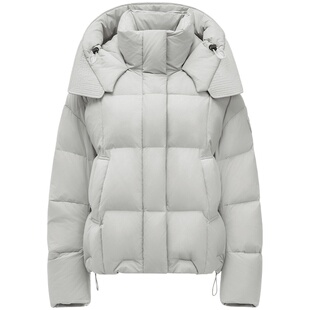 坦博尔奥莱冬季连帽撞色短款羽绒服落肩遮肉显瘦加厚保暖外套女