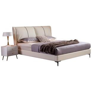 雅兰真皮床架轻奢婚床实木大象耳朵软包床现代双人主卧大床奈斯