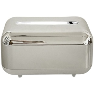 法式中古太空银色纸巾盒 创意家用复古桌面抽纸盒北欧长方形纯色