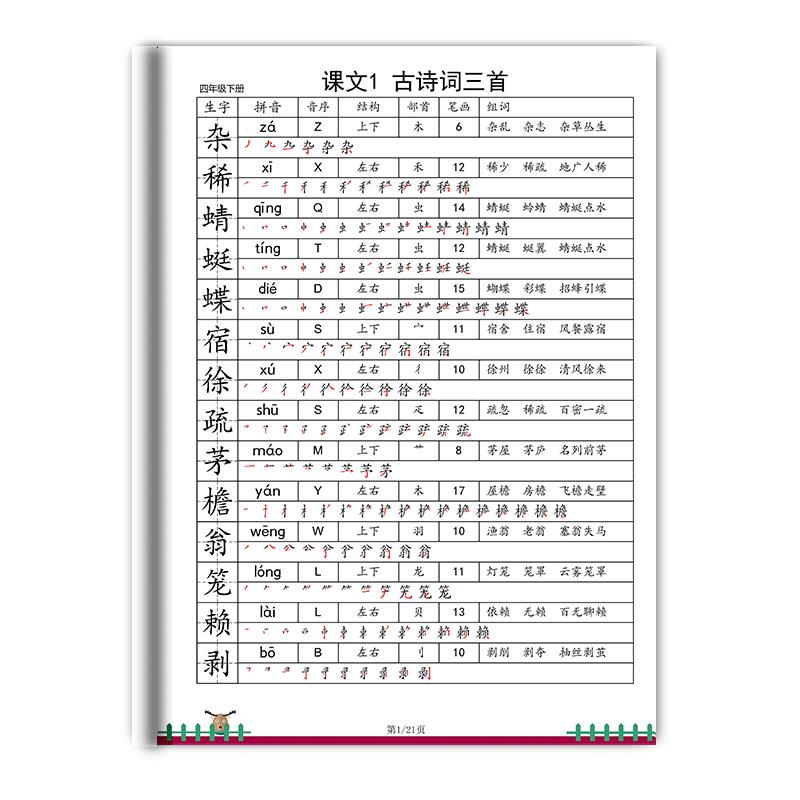 部编人教版一二三四年级上册下册小学语文生字组词拼音音序音节部首预习复习课文同步生字表2026练字硬笔笔画古诗词识字课本