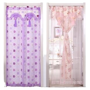 蕾丝飘纱门帘卧室布艺家用夏季防蚊纱帘双层免打孔四季装饰隔断帘