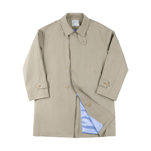 MRA男装 华达呢巴尔玛肯风衣中长款叠门襟重磅浴血黑帮大衣外套春