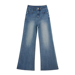 王家有鱼加绒复古微喇裤爆款时尚显瘦女裤2025秋冬新款百搭牛仔裤