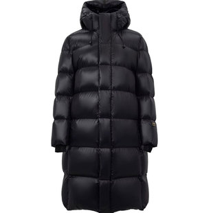 专柜大牌保罗高档连帽八格长款黑金羽绒服男女同款加厚白鹅绒外套