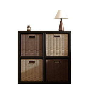 实木格子柜卡莱克自由组合简易床头书架落地客厅置物架书柜中古风