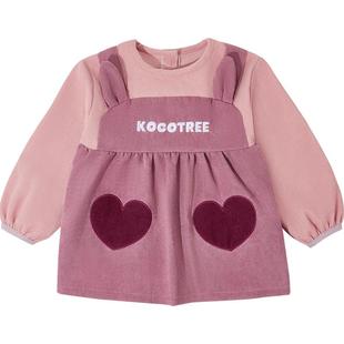 KK树宝宝罩衣秋冬防水防脏男女童儿童吃饭围兜灯芯绒婴儿外穿洋气