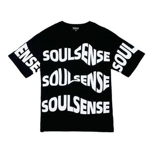SoulSense潮牌夏装情侣装宽松潮流纯棉LOGO图案短袖T恤上衣男女款