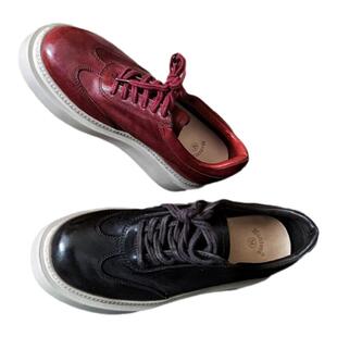 mantova曼托瓦2024秋水洗马皮手工厚底时尚百搭系带德训休闲鞋女