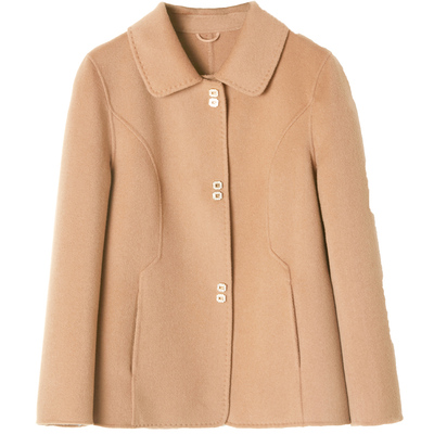 修身毛呢外套短款双面羊绒大衣