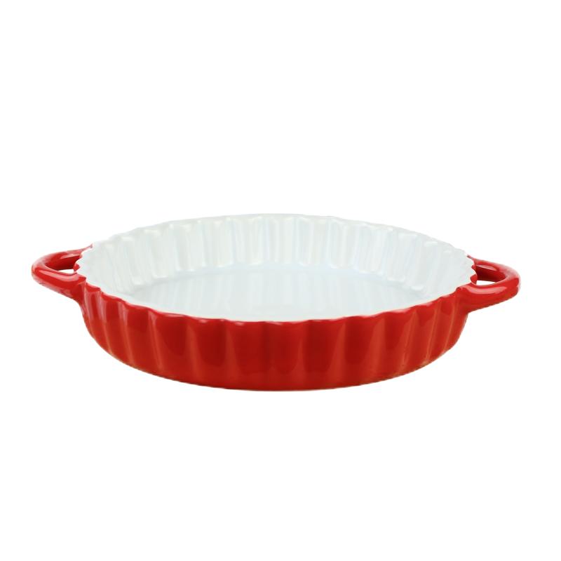 双耳陶瓷焗饭盘圆形烘焙模具派盘