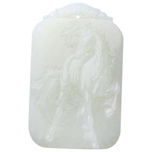 念玉新疆和田玉挂件男款生肖马玉佩骏马马到成功玉坠天然白玉吊坠