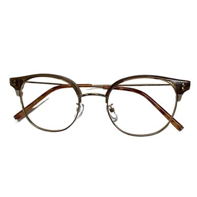 冷茶色半框椭圆形眼镜可配度数女