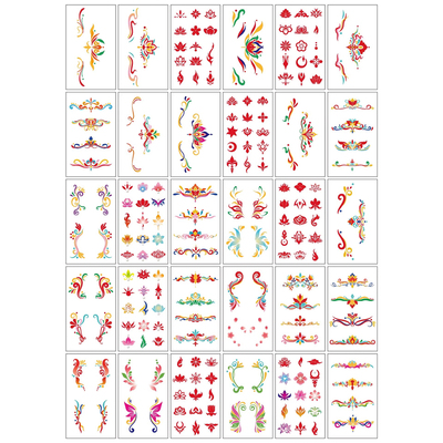 新款彩色眉心贴女孩儿童节日表演汉服古风眼尾贴额头贴防水纹身贴