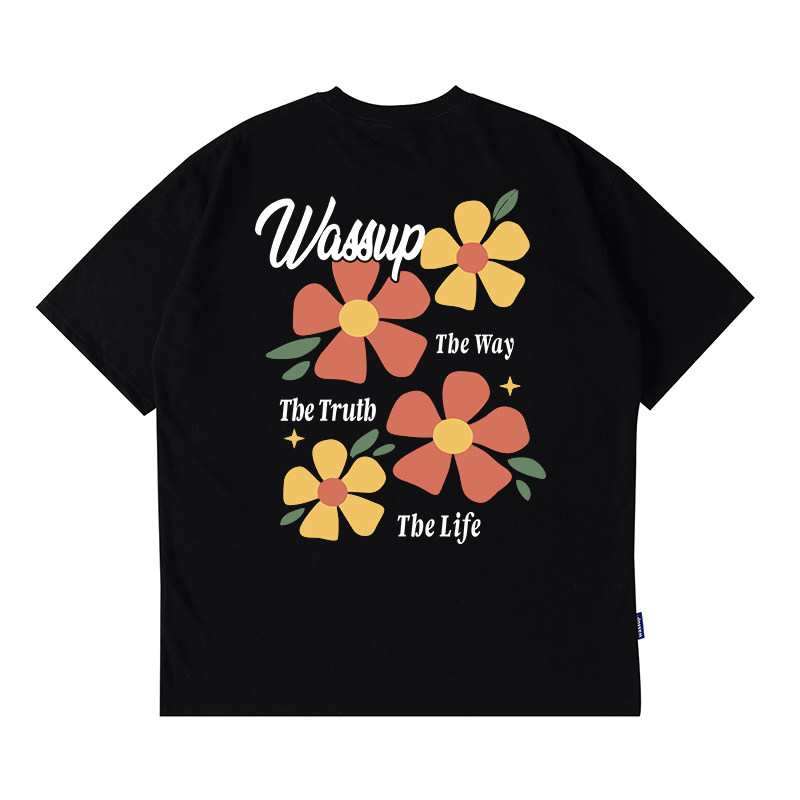 WASSUP花朵纯棉短袖t恤女夏季202