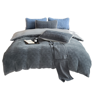 2025新款双面绒单被套冬季加绒加厚牛奶绒220x240cm双人褥子被罩