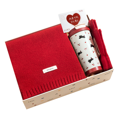 红色围巾套装礼品新年轻奢本命年