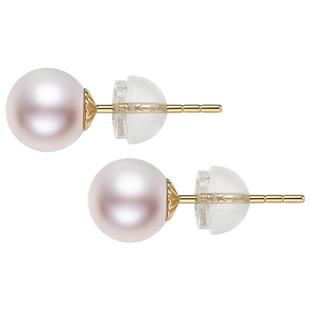 京润珍珠耳饰纤丽高亮小灯泡Akoya海水珍珠耳钉18K金天女级耳环p