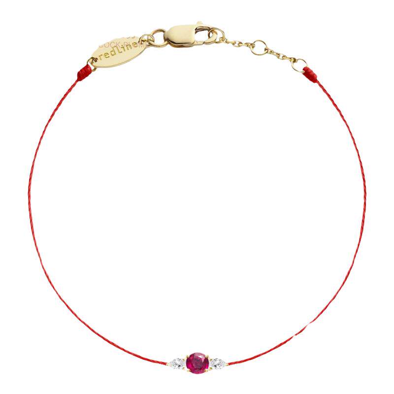 Redline/红绳女士饰品 So Abby 红宝石黄金镶钻 0.1 克拉线手链