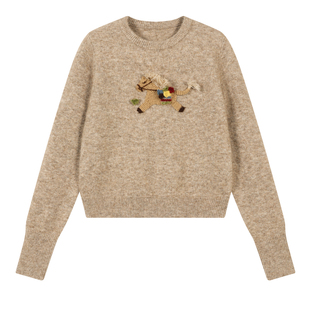 mostwanted小马流苏手工钩针羊毛miu系圆领毛衣2026马年新品上衣