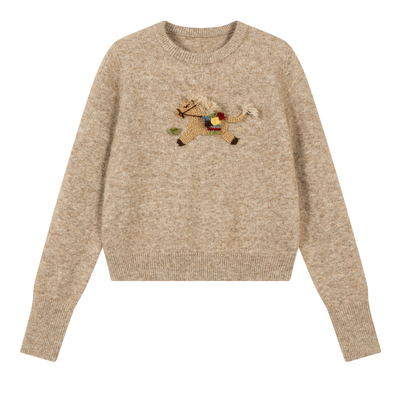 mostwanted小马流苏手工钩针羊毛miu系圆领毛衣2026马年新品上衣