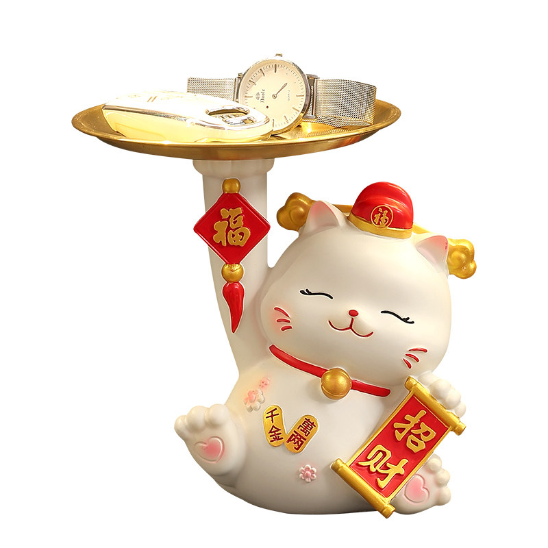 招财猫钥匙收纳玄关摆件入户门客厅电视鞋柜欢迎回家装饰乔迁礼物