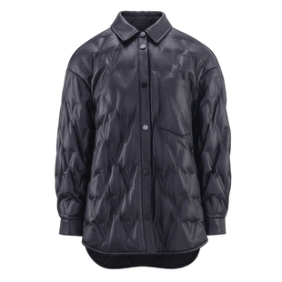 [白鹅绒]马天奴2025新款纯色翻领绵羊皮羽绒服保暖外套短款廓形