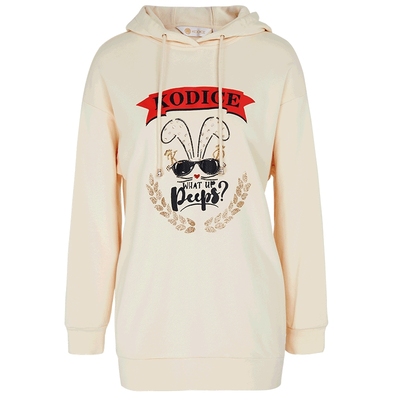 KD女米黄色罗纹纯棉卫衣