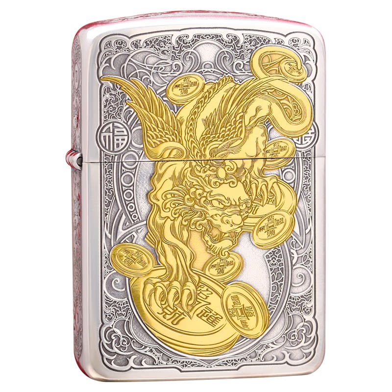 Zippo蚊版1941镀银招财貔貅送礼