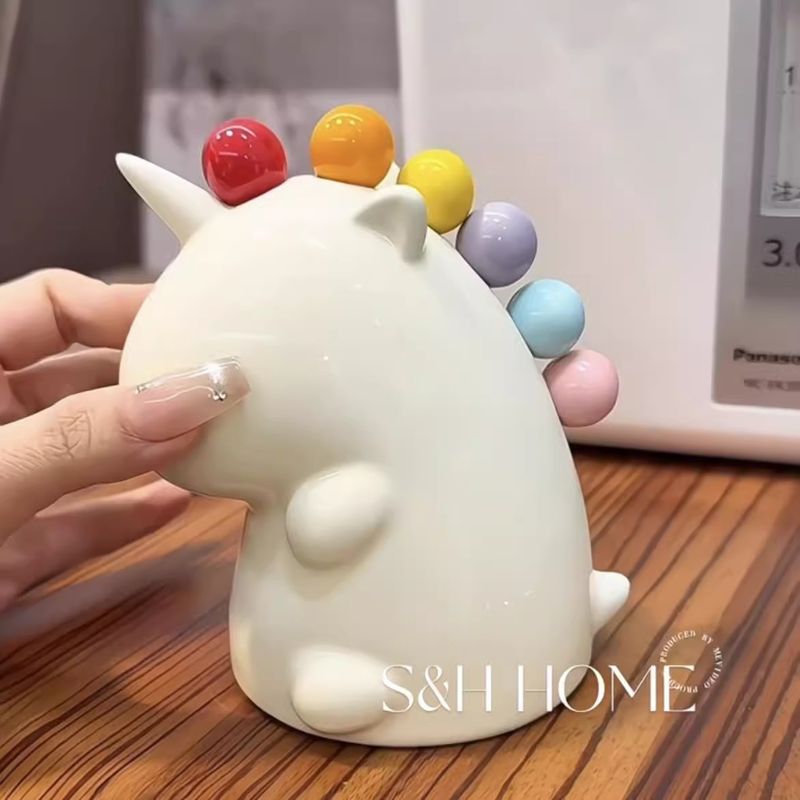 独角兽水果叉多巴胺家用不锈钢创意卡通收纳罐套装儿童可爱小叉子